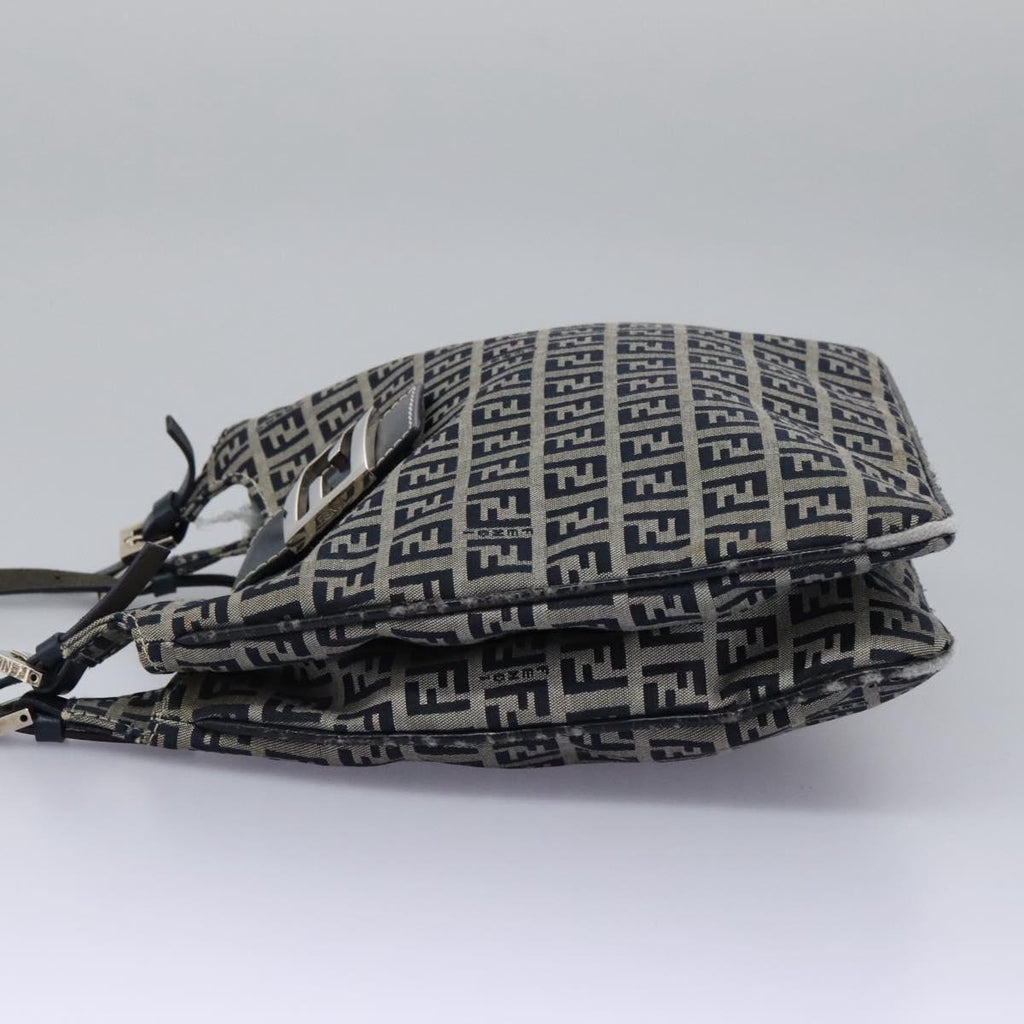 FENDI Zucchino Canvas Shoulder Bag Navy114284