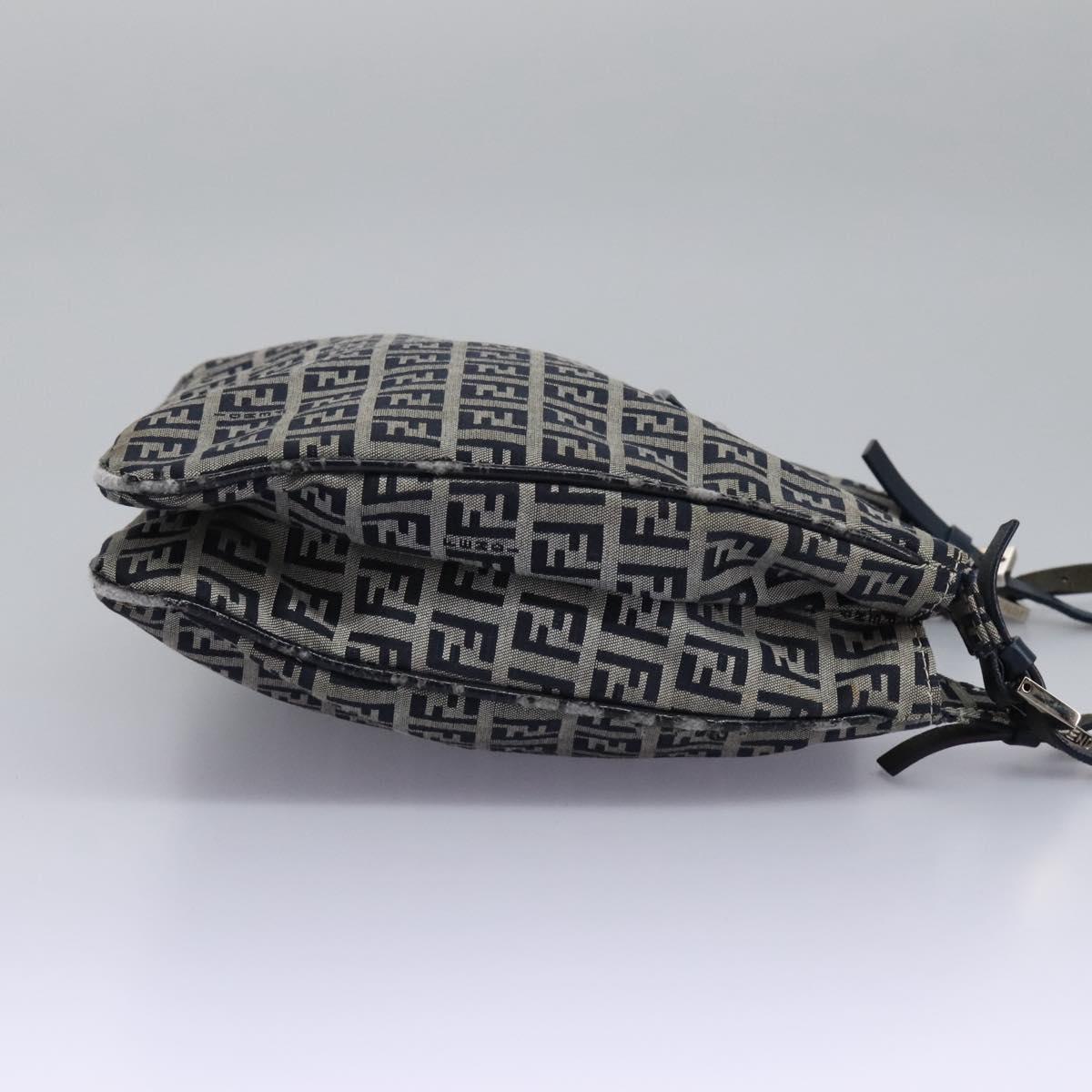 FENDI Zucchino Canvas Shoulder Bag Navy114284