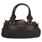 Chloe Paddington Shoulder Bag Leather Brown Gold Silver 114344