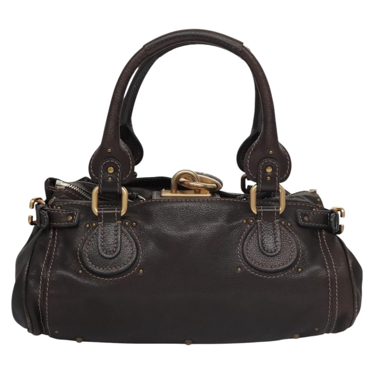 Chloe Paddington Shoulder Bag Leather Brown Gold Silver 114344