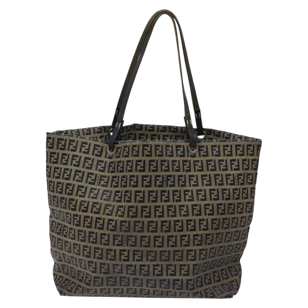 FENDI Zucchino Canvas Tote Bag Navy114388