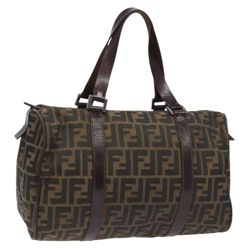 FENDI Zucca Canvas Hand Bag Brown Black114416