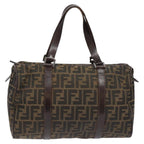 FENDI Zucca Canvas Hand Bag Brown Black114416
