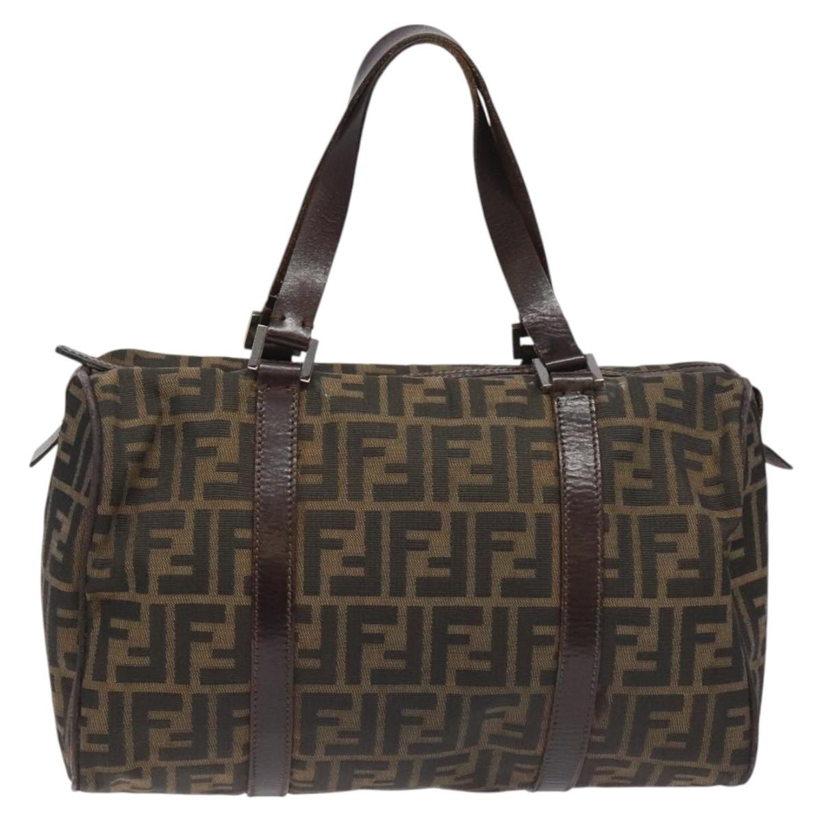 FENDI Zucca Canvas Hand Bag Brown Black114416