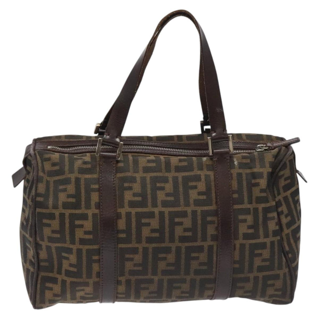 FENDI Zucca Canvas Hand Bag Brown Black114416