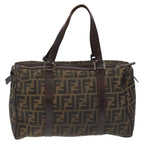 FENDI Zucca Canvas Hand Bag Brown Black114416