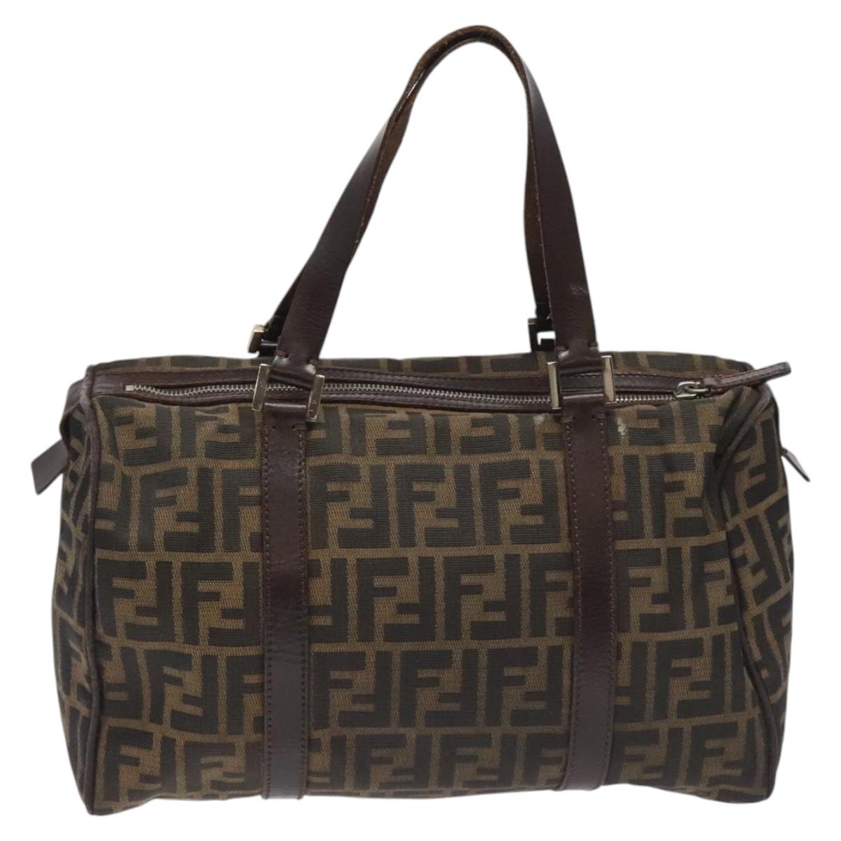 FENDI Zucca Canvas Hand Bag Brown Black114416
