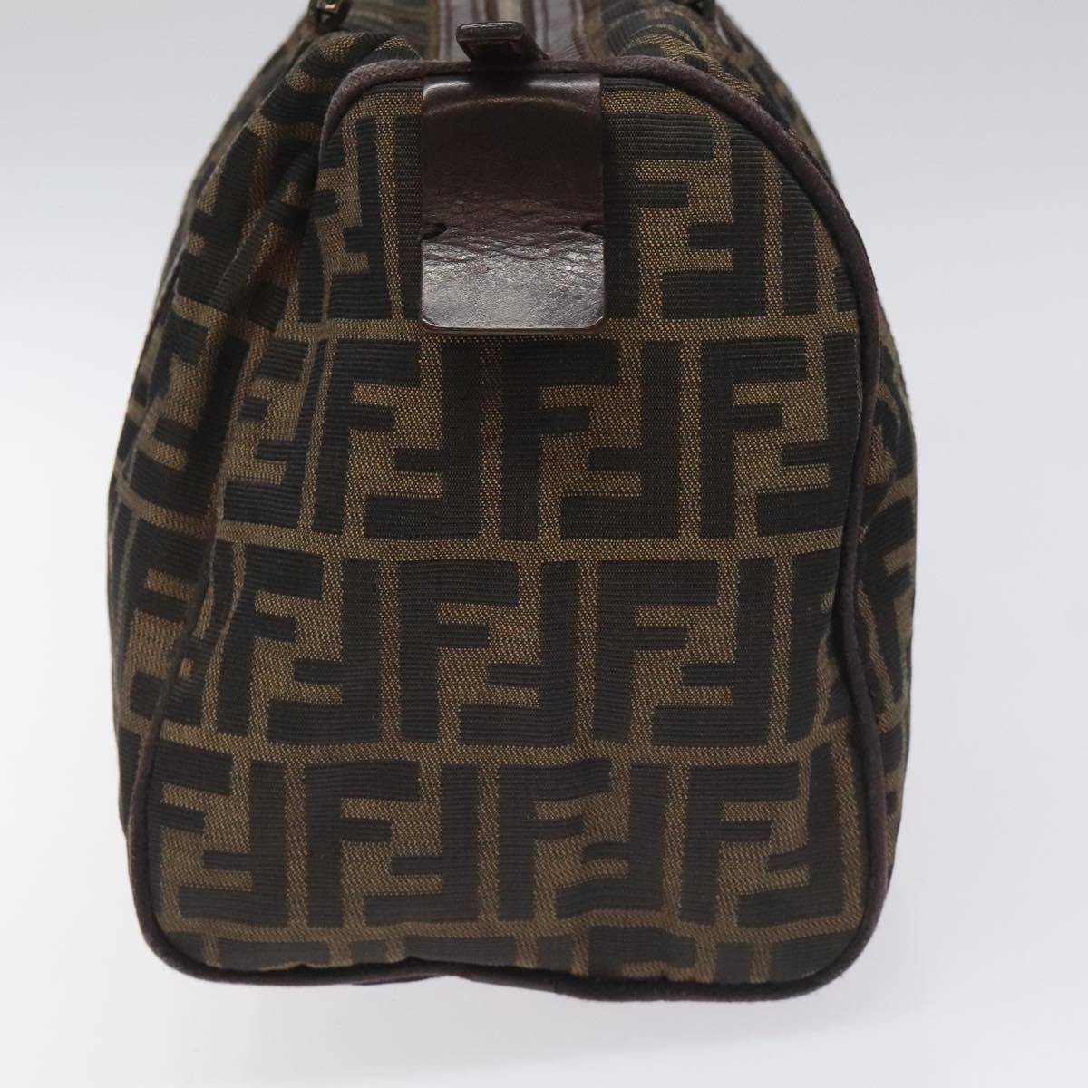 FENDI Zucca Canvas Hand Bag Brown Black114416