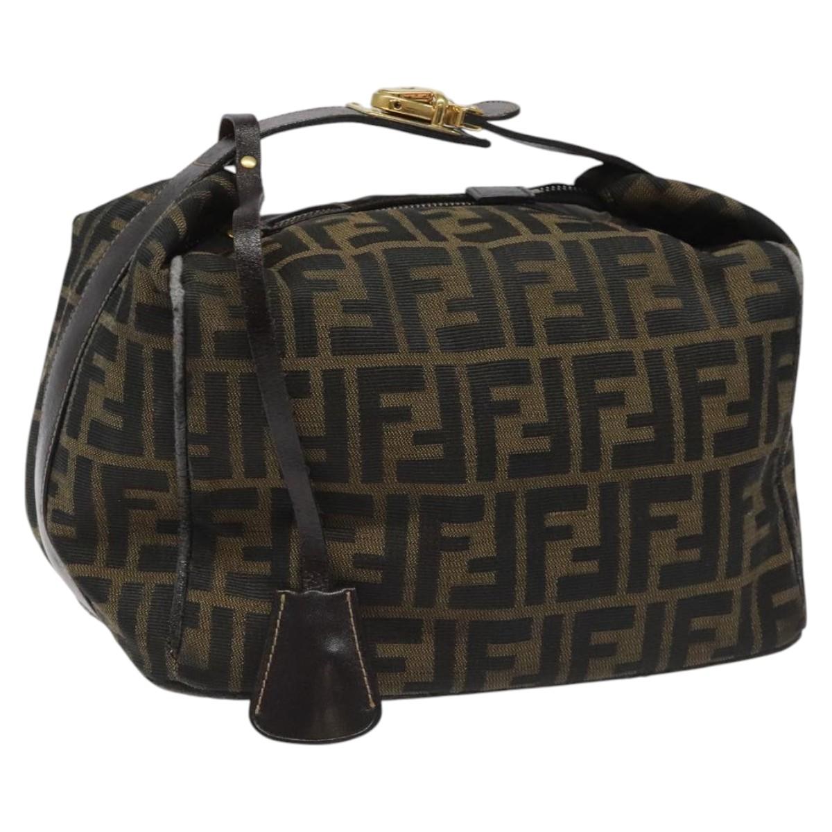 FENDI Zucca Canvas Vanity Pouch Brown Black114452