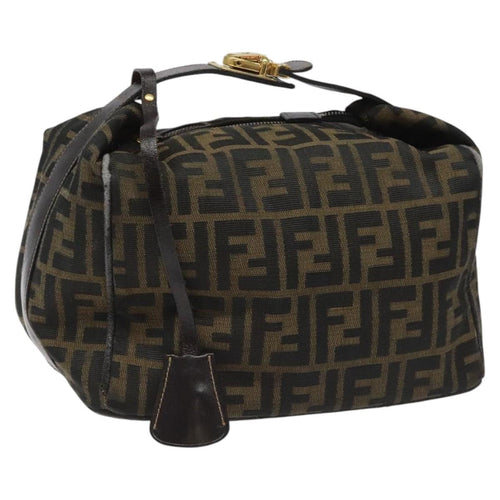 FENDI Zucca Canvas Vanity Pouch Brown Black114452