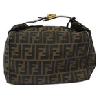 FENDI Zucca Canvas Vanity Pouch Brown Black114452