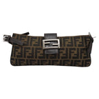 FENDI Zucca Canvas Mamma Baguette Shoulder Bag Brown Black114484