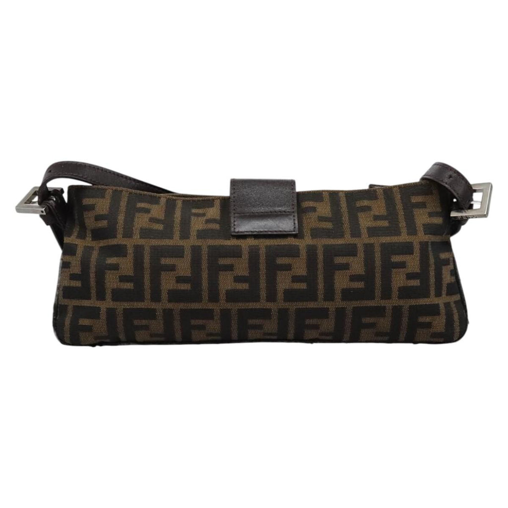 FENDI Zucca Canvas Mamma Baguette Shoulder Bag Brown Black114484