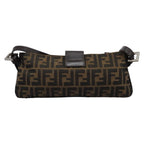 FENDI Zucca Canvas Mamma Baguette Shoulder Bag Brown Black114484