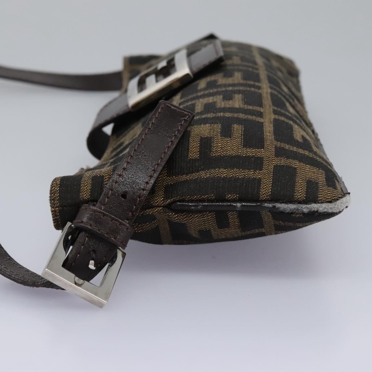 FENDI Zucca Canvas Mamma Baguette Shoulder Bag Brown Black114484