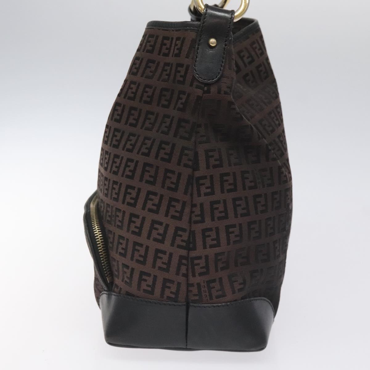 FENDI Zucchino Canvas Shoulder Bag Black114485
