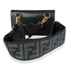 Fendi Black Calfskin Mini Flat Baguette with Black 'Strap You' Strap