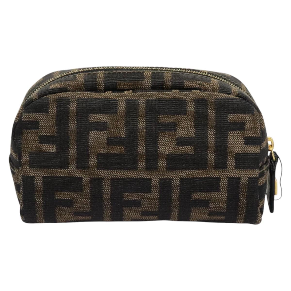 FENDI Zucca Canvas Pouch Brown Black114599