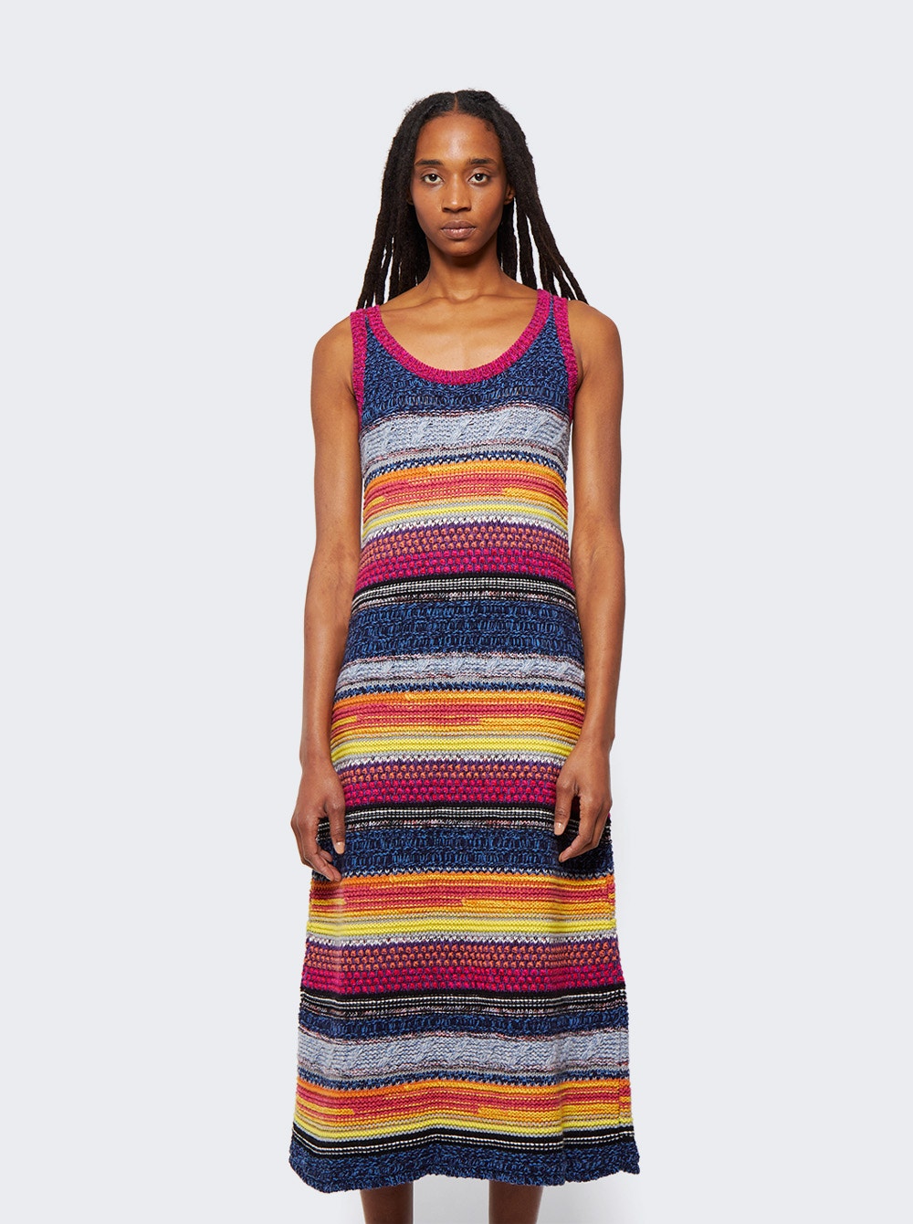 Chloe Striped Knitted Midi Dress Multicolor
