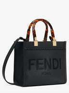 Fendi Sunshine Small Leather Tote Bag Black