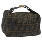 FENDI Zucca Canvas Vanity Hand Bag Brown Black115424