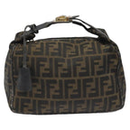 FENDI Zucca Canvas Vanity Hand Bag Brown Black115424