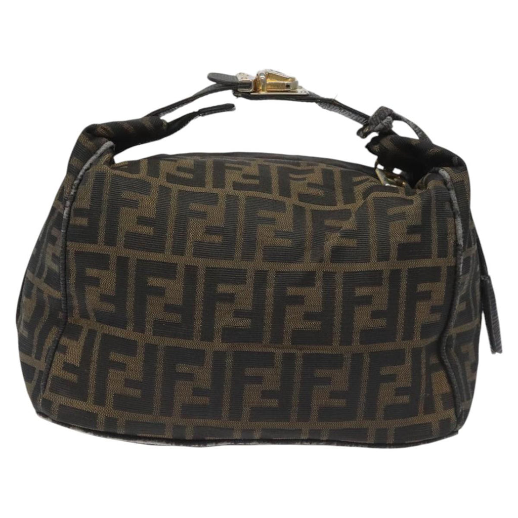 FENDI Zucca Canvas Vanity Hand Bag Brown Black115424