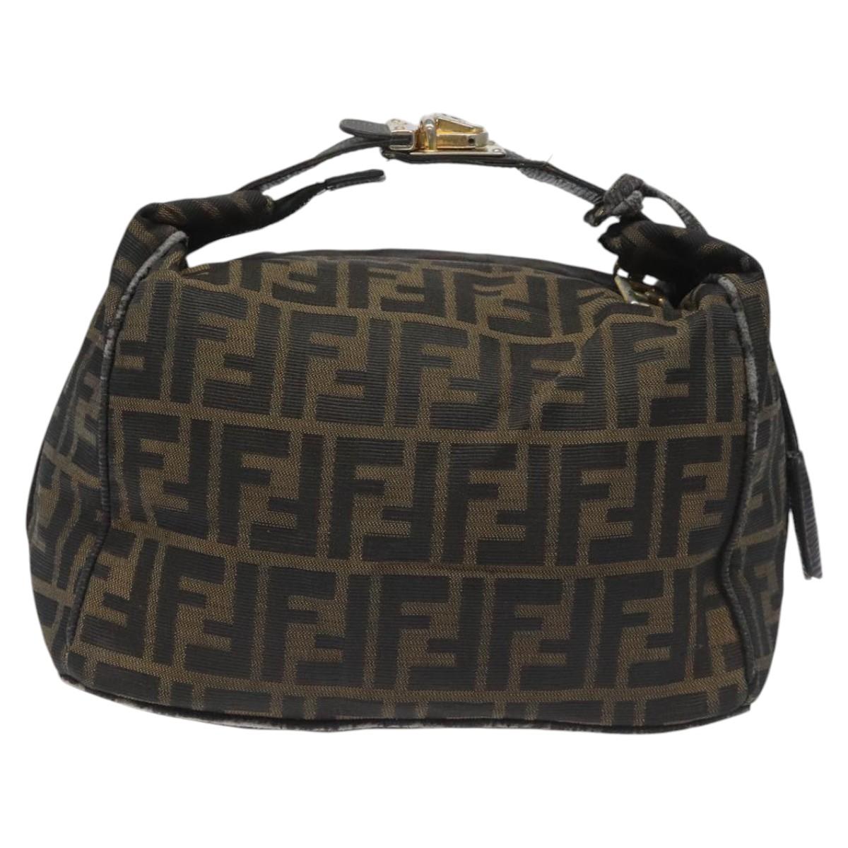 FENDI Zucca Canvas Vanity Hand Bag Brown Black115424