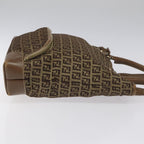 FENDI Zucchino Canvas Hand Bag Brown Beige Silver115510