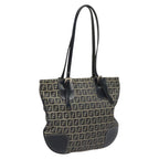 FENDI Zucchino Canvas Hand Bag Navy Silver115520