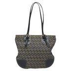 FENDI Zucchino Canvas Hand Bag Navy Silver115520