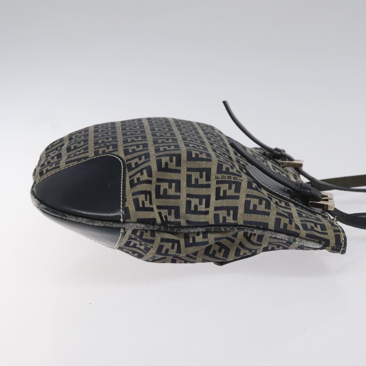 FENDI Zucchino Canvas Hand Bag Navy Silver115520
