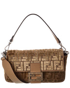 Fendi Baguette Ff Jacquard Velvet & Leather Shoulder Bag