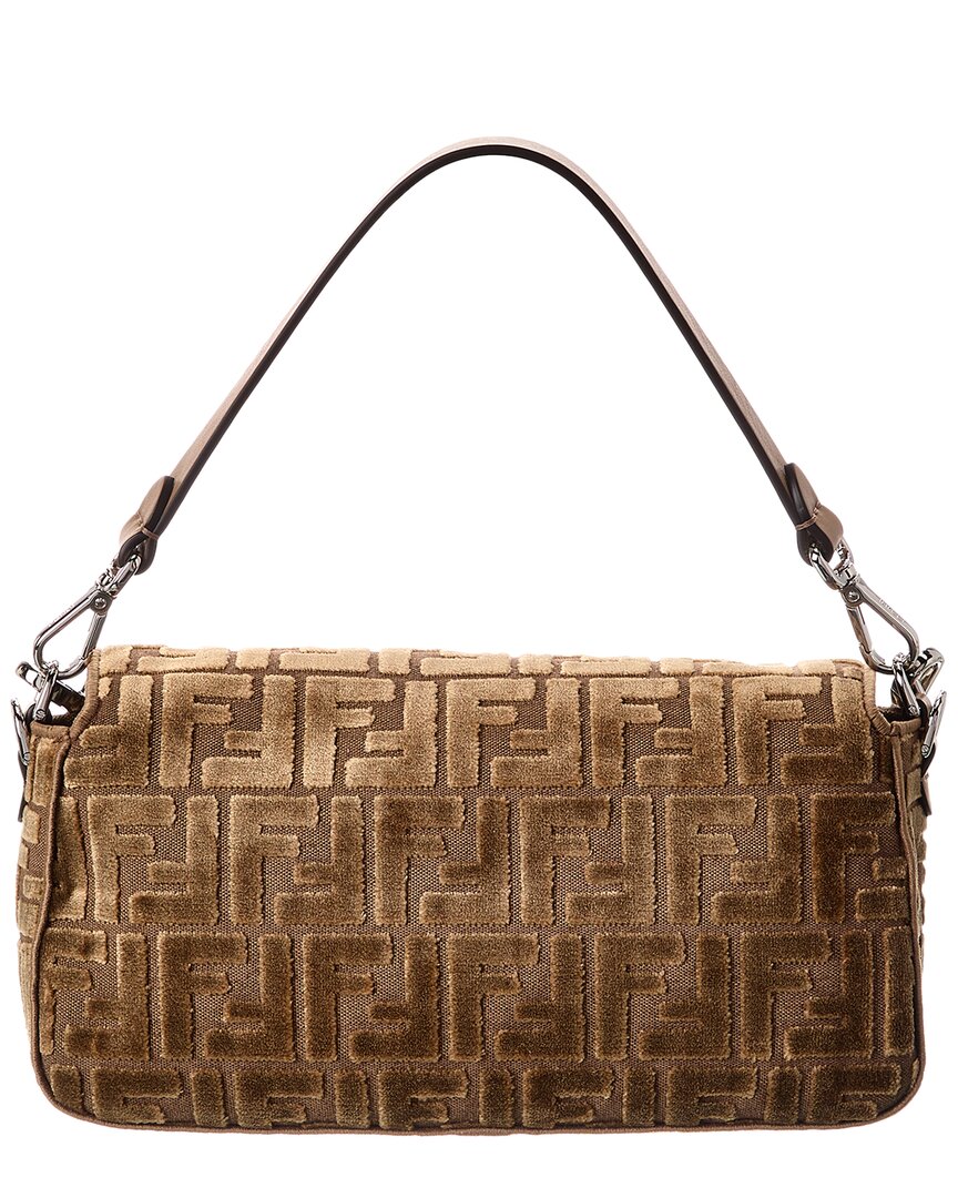 Fendi Baguette Ff Jacquard Velvet & Leather Shoulder Bag