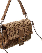 Fendi Baguette Ff Jacquard Velvet & Leather Shoulder Bag