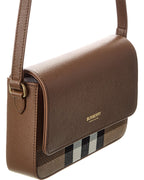 Burberry Check Canvas & Leather Shoulder Bag