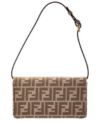 Fendi Baguette Ff Denim Jacquard & Leather Wallet On Chain