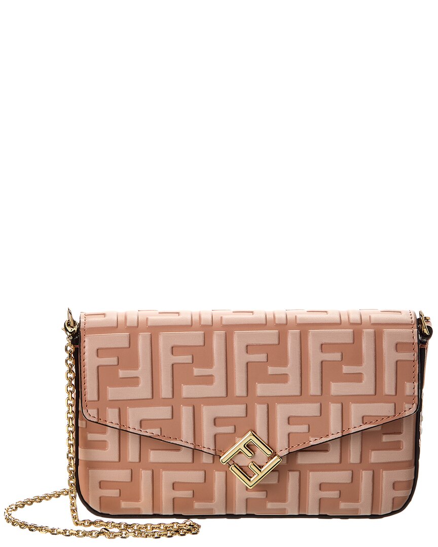 Fendi Ff Diamonds Leather Wallet On Chain