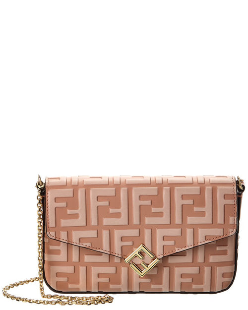 Fendi Ff Diamonds Leather Wallet On Chain
