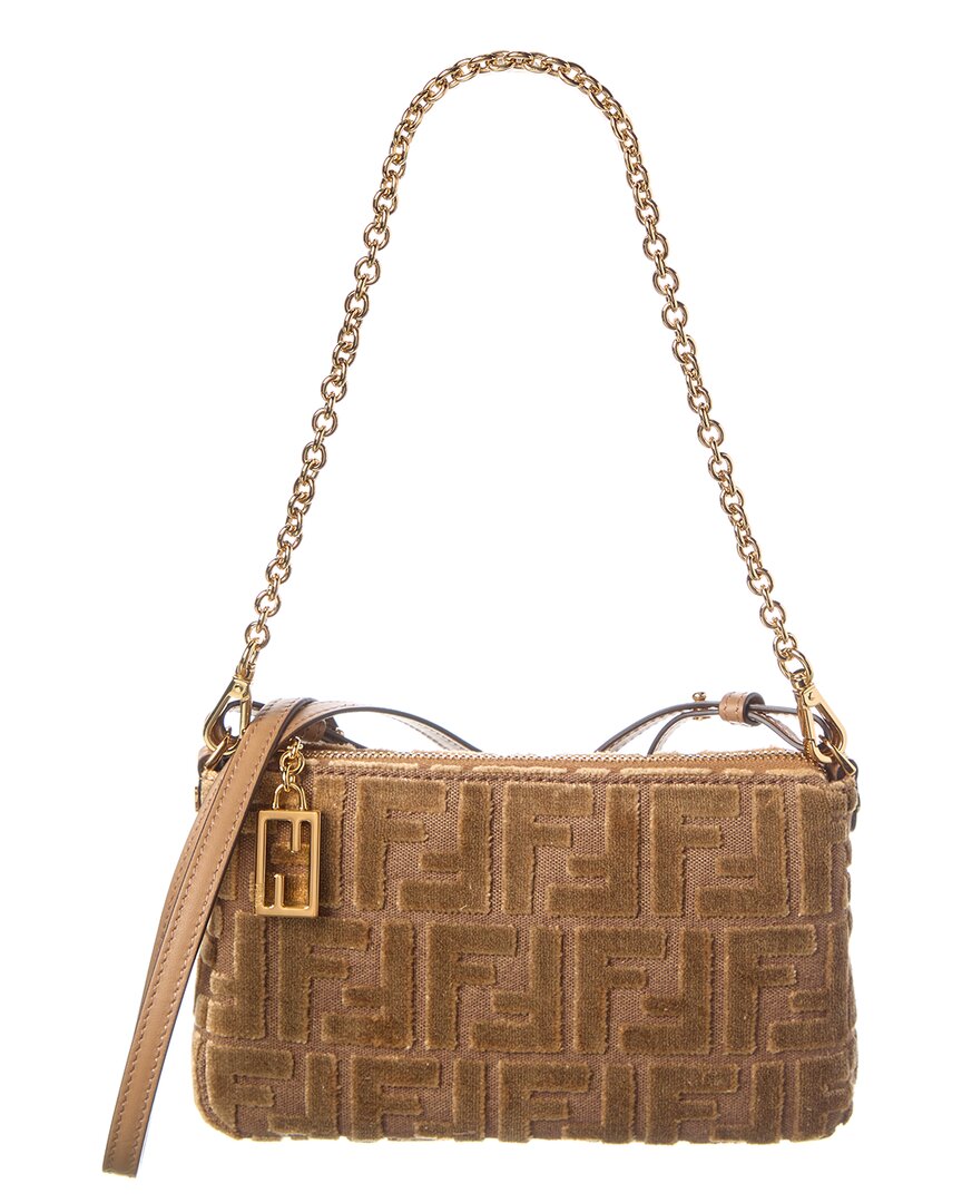 Fendi Baguette Ff Jacquard Velvet Pouch