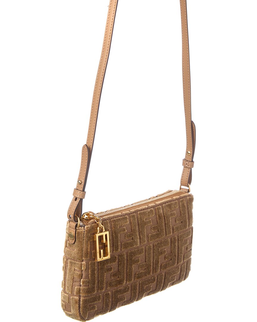 Fendi Baguette Ff Jacquard Velvet Pouch