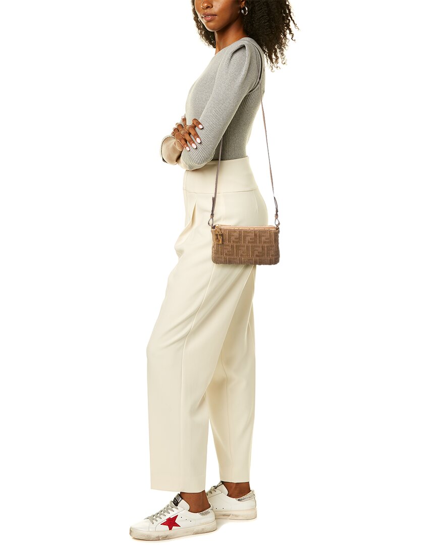 Fendi Baguette Ff Jacquard Velvet Pouch