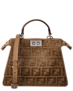 Fendi Peekaboo Iseeyou Small Ff Jacquard Velvet & Leather Satchel