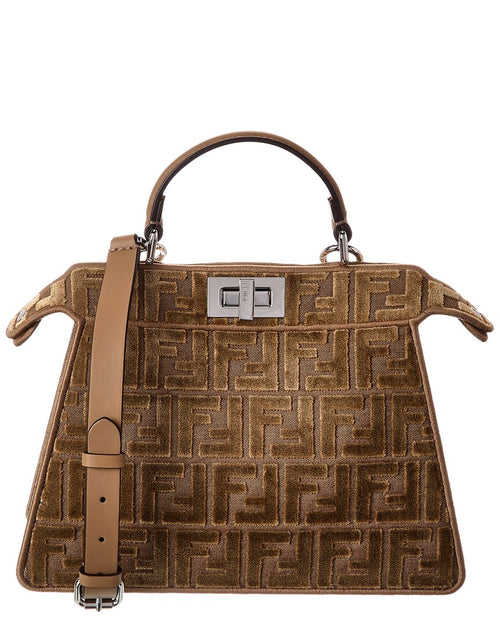 Fendi Peekaboo Iseeyou Small Ff Jacquard Velvet & Leather Satchel
