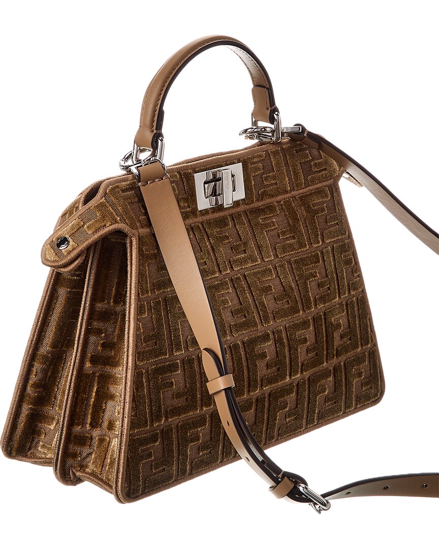 Fendi Peekaboo Iseeyou Small Ff Jacquard Velvet & Leather Satchel