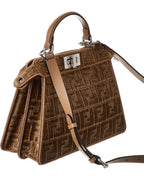 Fendi Peekaboo Iseeyou Small Ff Jacquard Velvet & Leather Satchel