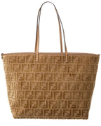 Fendi Roll Large Ff Jacquard Velvet & Leather Tote