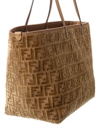 Fendi Roll Large Ff Jacquard Velvet & Leather Tote