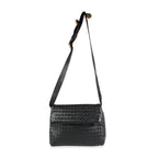BOTTEGA VENETA Black Intrecciato Leather Fold Crossbody Bag