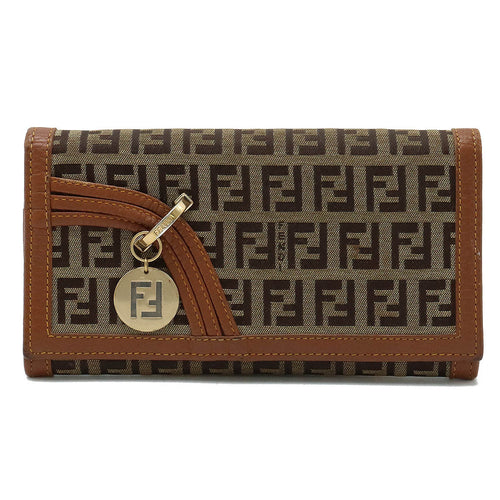 FENDI FENDI  2 folded wallets 2 folded wallets canvas leather carpenter camel gold tools 8M0179 BLUMIN market shop